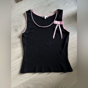 Black Tank Top with Pink Bow Trim